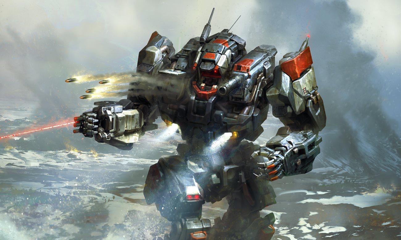 Two Clan Mechs fighting